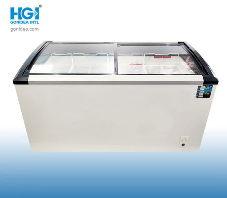 R290 আইসক্রিম স্লাইডিং গ্লাস টপ চেস্ট ফ্রিজার 358 লিটার ম্যানুয়াল ডিফ্রস্ট